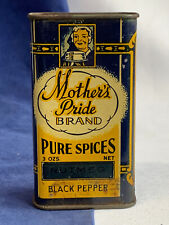 Vtg Mother's Pride Brand Tin Pure Spices Nutmeg Black Pepper 3 Ozs Can Art Deco  picture