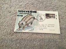 1976 WOLVERINE Michigan: Signed  FOLK ART WATERCOLOR Postal Cover GEORGE HARROD picture