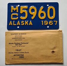 NOS Vintage 1967 Alaska Motorcycle MC License Plate 5960 Beautiful and Glossy picture