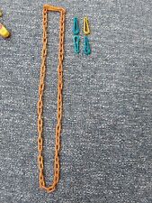 Vintage 1980s Plastic Clip On Bell Charm Chain Link Necklace Orange Blue picture