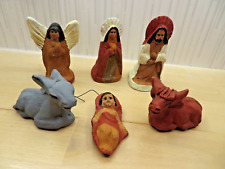 Vintage 6 Piece Clay Terra Cotta Christmas Nativity Scene Set picture