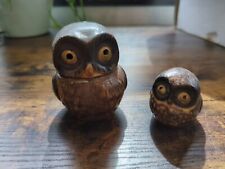 2 Vintage Otagiri OMC Stoneware Owl Figurines, Japan Bird MCM 70's, Grannycore picture