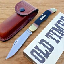 Schrade Mustang Old Timer Folding Knife Stainless Steel Clip Blade Delrin Handle picture