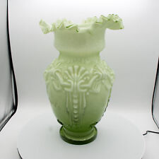 Victorian Ruffle Cased Glass Vase in Mint Green picture