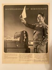 Vintage 1940 Michelangelo of Mimeograph Duplicator Young Boy Print Ad picture