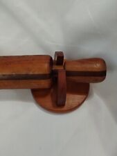 Large Antique Solid Wood Rolling Pin With Pin Holder 17 In. 1 1/2 Lb picture