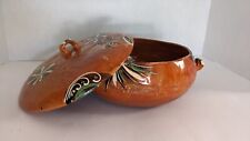 Mexican Red Clay Covered Bowl Pot Handpainted picture