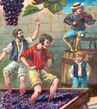1880s-90s French Language Stomping Grapes Wine Juice F159 picture