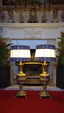 Grand Pair of Antique Style Rococo Empire Gilt Lamps + Lamp shades picture