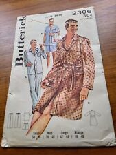 VTG 60s  BUTTERICK Sewing Pattern 2306 Men's Pajamas & Robe Size SM UNCUT FF picture