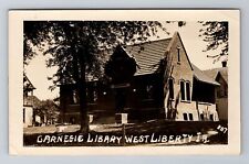 West Liberty IA-Iowa RPPC Carnegie Library, Antique, Vintage Postcard picture