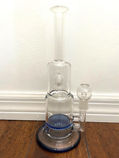 11.5” Premium Glass Water Pipe Blue Honeycomb Marble Perc 18mm picture