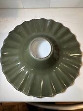 Antique Green Porcelain 20” Radial Wave Scalloped Street Light shade Nice picture