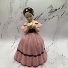 Vintage Holland Mold Ceramic Lady In Pink Dress Figurine picture