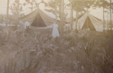 VTG Postcard Early c1900s Man Woman Camping Tents Woods RPPC Photo AZO Unposted picture