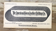 Antique ephemera paper business card American Woven Leather Belting Co 1880's picture