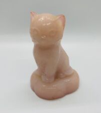 Boyd Slag Colonial Glass Vintage Cat On Pillow Glass Figurine Slag Pink picture