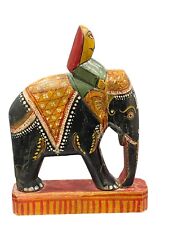 VINTAGE HANDMADE HANDPAINTED INDIAN ELEPHANT FIGURINE WITH RIDER picture