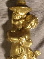 Vintage Metal Figural Cherub Putto Spelter Table Lamp Light Fixture Painted Gold picture