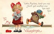 Antique Valentine Postcard c1910 Broken Heart Girl Boy Art James Pitts Stecher picture