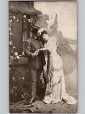c1905 Beautiful Romantic Couple White Dress Suit Philadelphia Co Postcard picture