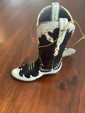 Cowboy Western Boot Christmas Ornament Black And White picture