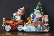 TWO Christopher Radko Blown Glass Ornaments Frosty Cruiser & Trim-A-Tree-O picture