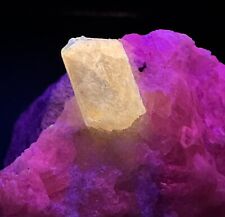 159 Gm Rare Fluorescent Wernerite Scapolite Crystal On Calcite From @Afghanistan picture