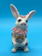 Vintage Irish Dresden “With Love” Pink Lace Bunny Figure – EUC picture