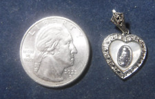 Miraculous Medal, Vintage Sterling Silver Marcasite Heart Shaped picture