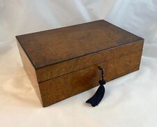 Antique Burl Veneer Writing Box/Slope w/Wax and Monogramed Seal Stamp picture