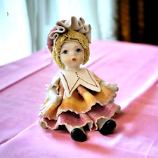 Signed LINO ZAMPIVA Porcelain Spaghetti Hair Cutest Girl Figurine Made in Italy picture