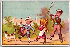 1880s-90s Young Children Playing Drums Flute Marching Dog Trade Card picture