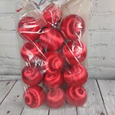 13 Rauch RED 2.25” Silk/Satin Ornaments Vintage Retro Christmas MCM picture