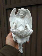 Antique french letu mauger marked Bisque porcelain angel holy water font picture