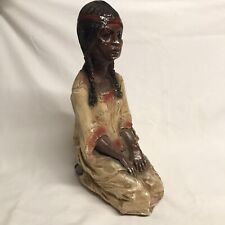 VTG Continental Chalkware Native American Indian Statue Girl Squaw 14