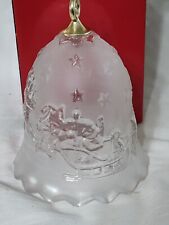 Mikasa Crystal Christmas Bell Silent Night Frosted Glass Embossed Santa Reindeer picture