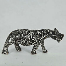 Vintage Hand carved painted black white exotic mystery animal rhino big cat picture