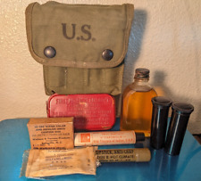 Rare US 1943 WWII, Green Canvas First Aid Kit w/ all original contents & Red Tin picture