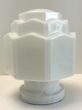 VTG  3 Tier Wedding Cake Skyscraper Art Deco Pendant Milk Glass Shade w/ Fixture picture