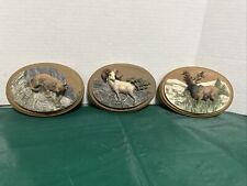 3 Avon 1987 / 1988 Fine Collectibles 3D Wildlife Wall Plaques Ram Cougar Elk picture