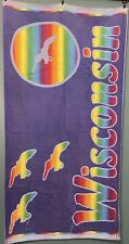 Vintage Retro Style 2000s Rainbow Stripe Wisconsin Reversible Beach Towel Brazil picture