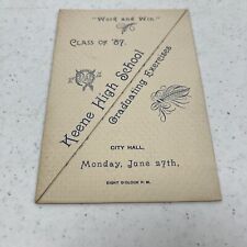 1887 Antique Keene NH High School Commencement Exercises New Hampshire History picture
