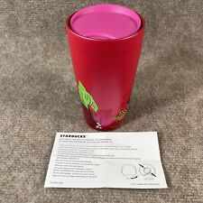 Starbucks Holiday Poinsettia Pearl Ceramic Double Wall Tumbler 12oz Pink Lid New picture