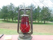 Antique Industrial Rustic Paull's  No. 0 Kerosene Lantern Lamp Red Globe 3# picture