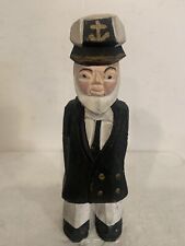 Vntg Wooden Sailor Captain Figurine Sea Captain 7” Handmade Carved Painted RARE picture