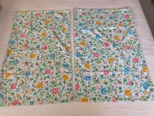 2 Vintage Pink Blue Yellow Floral Standard Pillowcases JC Penny Juliet Pair picture