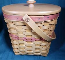LONGABERGER 2001 MOTHERS DAY VINTAGE BLOSSOMS BASKET WITH WOODCRAFT LID picture