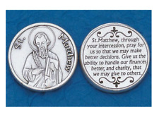Saint St. Matthew with Prayer - Silver tone  Pocket Coin  picture