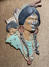 VTG Sexton Metal Plaque NATIVE AMERICAN Woman & Baby Papoose picture